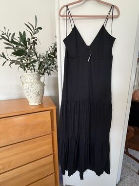 NWT Banana Republic Tiered-Hem Maxi Dress, BLACK SIZE 14